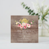 牡丹バラフローラベビーシャワーティー招待状 招待状 (スタンド正面)