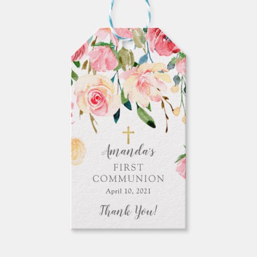 牡丹バラフローラ最初の交代好意ギフトラベル ギフトタグ (正面)