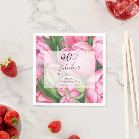 牡丹バラフローラ90th誕生日パーティー スタンダードカクテルナプキン (インサイチュ)