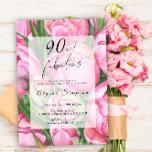 牡丹バラフローラ90th誕生日パーティー 招待状<br><div class="desc">ペオエレガントニー第90回の誕生日パーティーへの招待90 & Fabulousスクリプトと水の色の牡丹スタイリッシュ(牡丹バラ)。</div>