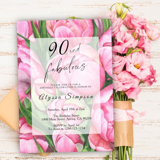 牡丹バラフローラ90th誕生日パーティー 招待状