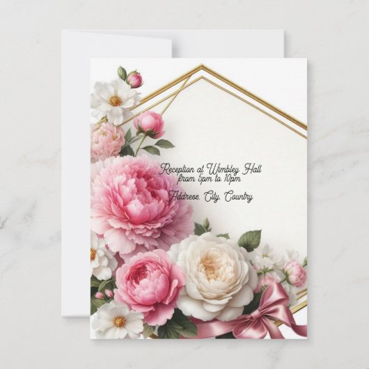 牡丹バラ幾何学リース結婚式招待状 招待状 (裏面)