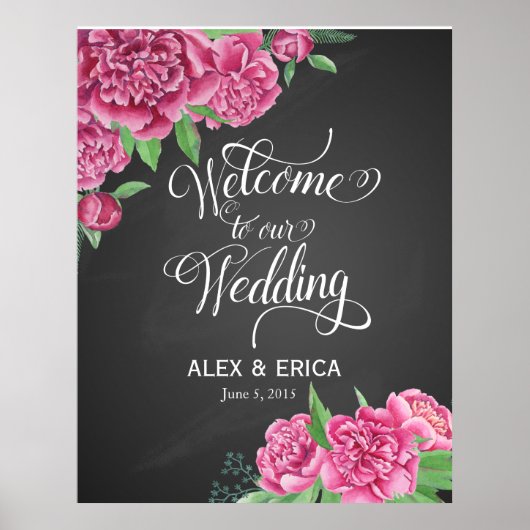 牡丹バラ結婚看板へようこそ ポスター (正面)