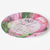 牡丹バラ90th誕生日パーティー ペーパープレート (アングル)