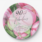 牡丹バラ90th誕生日パーティー ペーパープレート (正面)