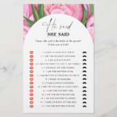 牡丹バラ – 彼は彼女はブライダルシャワーゲームを言った (正面)