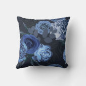 牡丹バラ：暗いフローラヴィンテージ。 クッション (裏面)