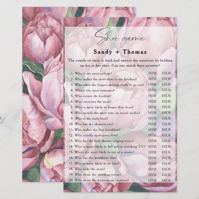 牡丹バラ – 靴ブライダルゲーム (正面/裏面)