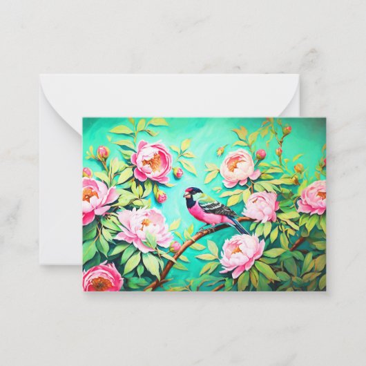 牡丹パインゴスビアカイのアートワーク油絵 ノートカード (正面)