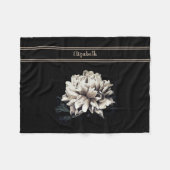 牡丹パーソナライズされたプリントブラックスモールサイズ フリースブランケット (正面(横))