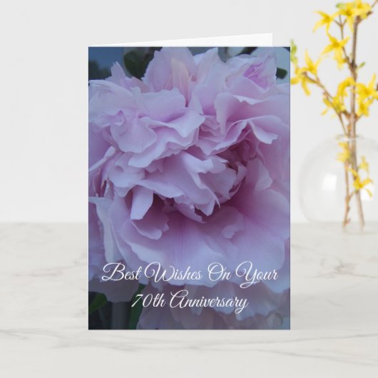 牡丹パーソナライズされた花70結婚周年 カード (黄色い花)