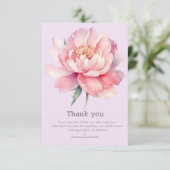 牡丹パープルモダンヴィンテージウォーター結婚カラー サンキューカード (スタンド正面)