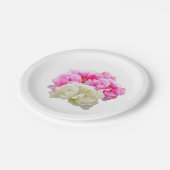 牡丹ピンクとアイボリー紙プレート ペーパープレート (アングル)