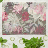 牡丹ピンクのバラの花の花園ブーケ キッチンタオル (折り畳み)