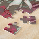 牡丹ピンクのバラの花の花園ブーケ ジグソーパズル (側面)