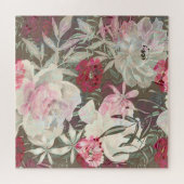 牡丹ピンクのバラの花の花園ブーケ ジグソーパズル (横)