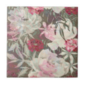 牡丹ピンクのバラの花の花園ブーケ タイル (正面)