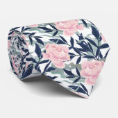 牡丹ピンクのバラの花の花園ブーケ ネクタイ (ロール)