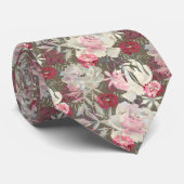 牡丹ピンクのバラの花の花園ブーケ ネクタイ (ロール)