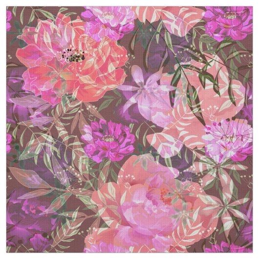 牡丹ピンクのバラの花の花園ブーケ ファブリック (見本)
