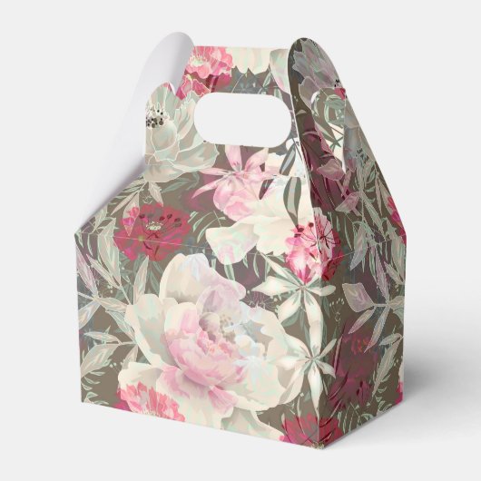 牡丹ピンクのバラの花の花園ブーケ フェイバーボックス (正面サイド)