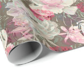 牡丹ピンクのバラの花の花園ブーケ ラッピングペーパー (ロールコーナー)
