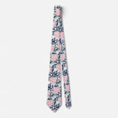 牡丹ピンクのバラの花パーソナライズされた花 ネクタイ (正面)