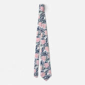 牡丹ピンクのバラの花パーソナライズされた花 ネクタイ (裏面)