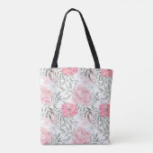 牡丹ピンクのバラの花 トートバッグ (裏面)