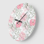 牡丹ピンクのバラの花 ラージ壁時計 (傾斜)
