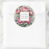 牡丹ピンクの花のフローラ離れは、独自のステッカーを作成 ラウンドシール (バッグ)