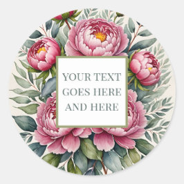 牡丹ピンクの花のフローラ離れは、独自のステッカーを作成 ラウンドシール