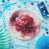 牡丹ピンクアルコールインク抽象芸術 ペーパープレート (パーティー)