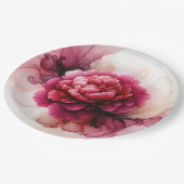 牡丹ピンクアルコールインク抽象芸術 ペーパープレート (アングル)