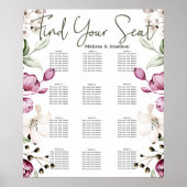 牡丹ピンクバーガンディ結婚フローラの座席表 ポスター (正面)