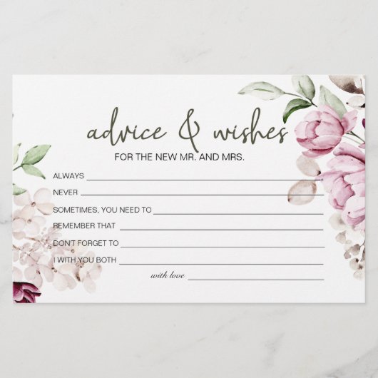 牡丹ピンクブルゴーニュフローラアドバイスウィズ結婚ズ 便箋 (正面)