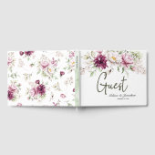 牡丹ピンクブルゴーニュフローラエレガントな結婚式 ゲストブック (全面)
