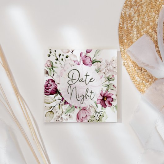 牡丹ピンクブルゴーニュフローラデイトナイトカード スクエア名刺