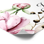 牡丹ピンクブルゴーニュフローラブライダルシャワーポスター ポスター (角)