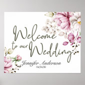 牡丹ピンクブルゴーニュフローラブライダルシャワーポスター ポスター (正面)