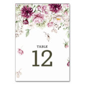 牡丹ピンクブルゴーニュ結婚フローラのテーブル番号 テーブルナンバー (正面)