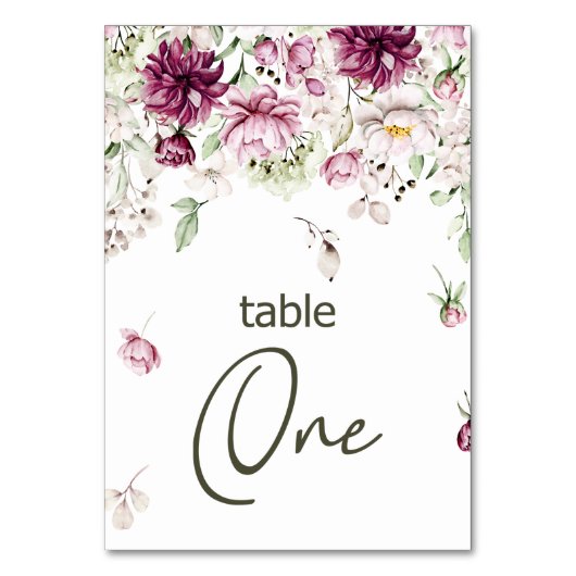 牡丹ピンクブルゴーニュ結婚フローラのテーブル番号 テーブルナンバー (正面)