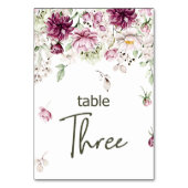 牡丹ピンクブルゴーニュ結婚フローラのテーブル番号 テーブルナンバー (裏面)