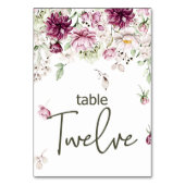 牡丹ピンクブルゴーニュ結婚フローラのテーブル番号 テーブルナンバー (裏面)