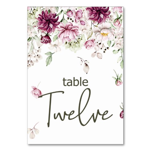 牡丹ピンクブルゴーニュ結婚フローラのテーブル番号 テーブルナンバー (裏面)