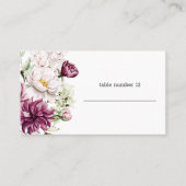 牡丹ピンクブルゴーニュ結婚フローラの護衛カード プレイスカード (正面)