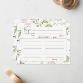 牡丹ピンクブルゴーニュ結婚フローラレシピカード ノートカード (正面/裏面インサイチュ)