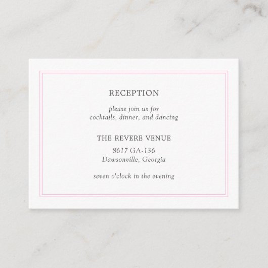 牡丹ピンクモダンの結婚エンクロージャカード エンクロージャーカード (正面)