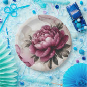 牡丹ピンク抽象芸術 ペーパープレート (パーティー)