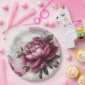 牡丹ピンク抽象芸術 ペーパープレート (パーティー)